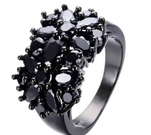 18K black gold plated oval band ring - Picture 4 of 4